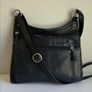 Osgoode Marley RIFD Crossbody Organizer Bag in Black Leather